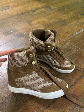 GUESS® Queenly Logo Hidden Wedge Lace up Sneaker